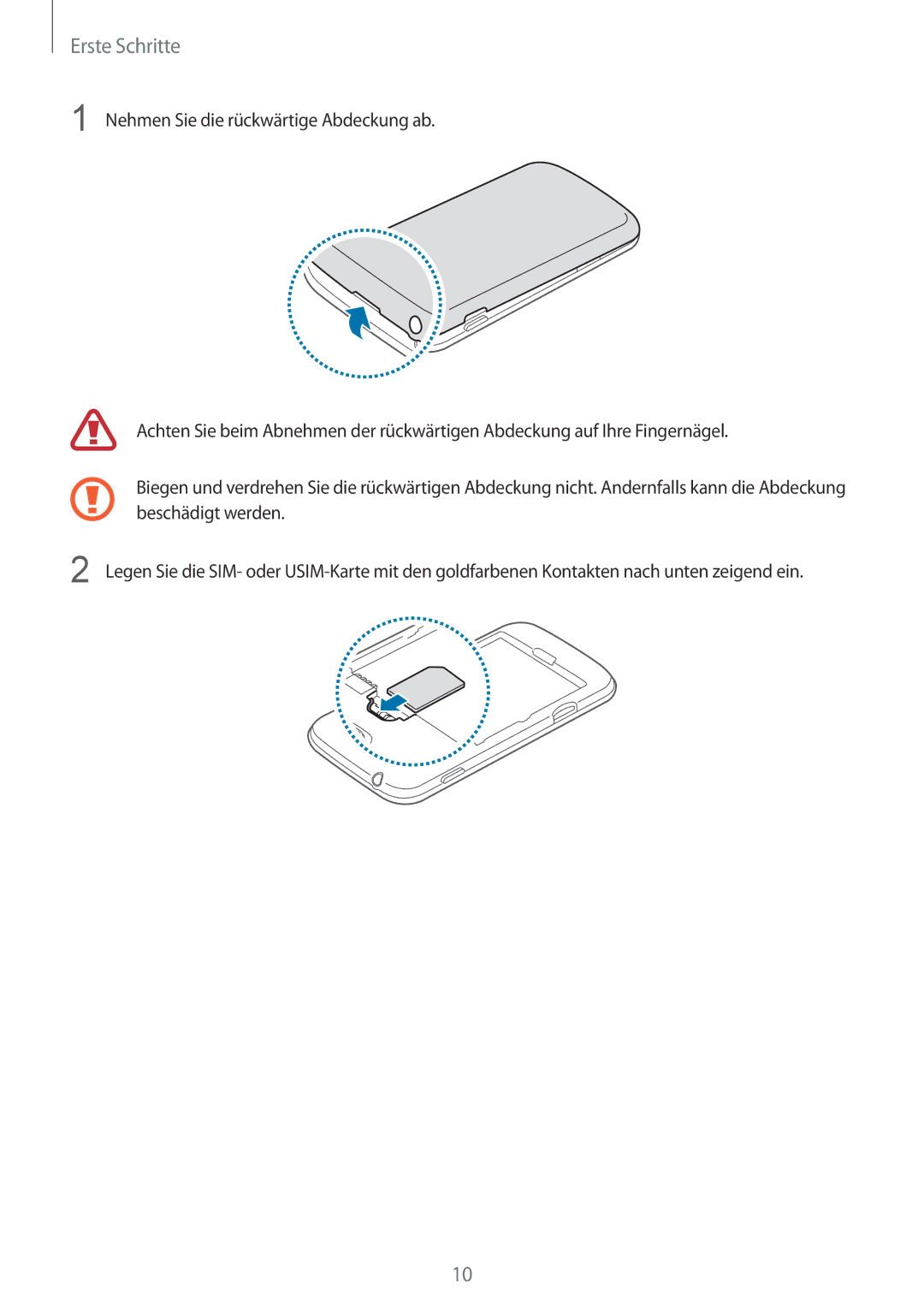 Samsung GT-S7275HKNVIA, GT-S7275HKADBT, GT-S7275HKNDBT, GT-S7275HKNTPH, GT-S7275HKNOPT, GT-S7275UWNOPT manual Erste Schritte 