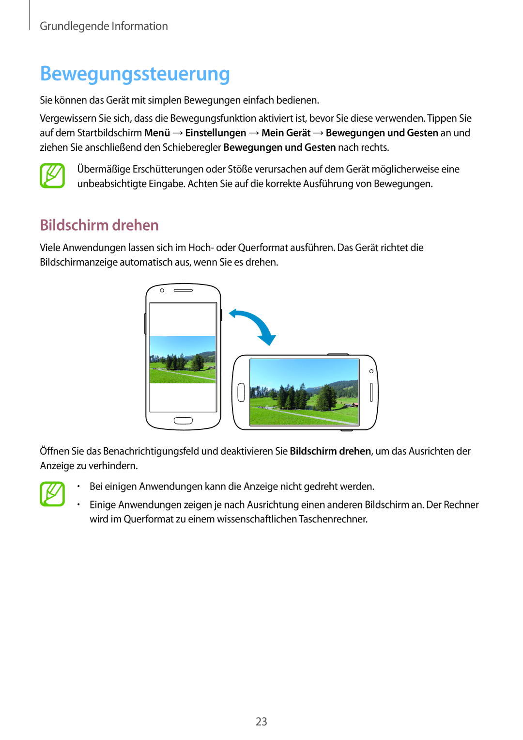 Samsung GT-S7275HKNTPH, GT-S7275HKNVIA, GT-S7275HKADBT, GT-S7275HKNDBT, GT-S7275HKNOPT Bewegungssteuerung, Bildschirm drehen 