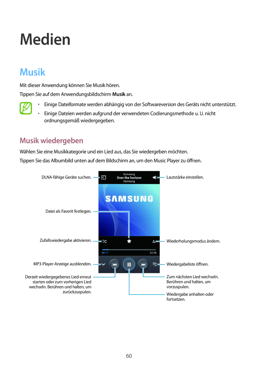 Samsung GT-S7275HKNVIA, GT-S7275HKADBT, GT-S7275HKNDBT, GT-S7275HKNTPH, GT-S7275HKNOPT manual Medien, Musik wiedergeben 