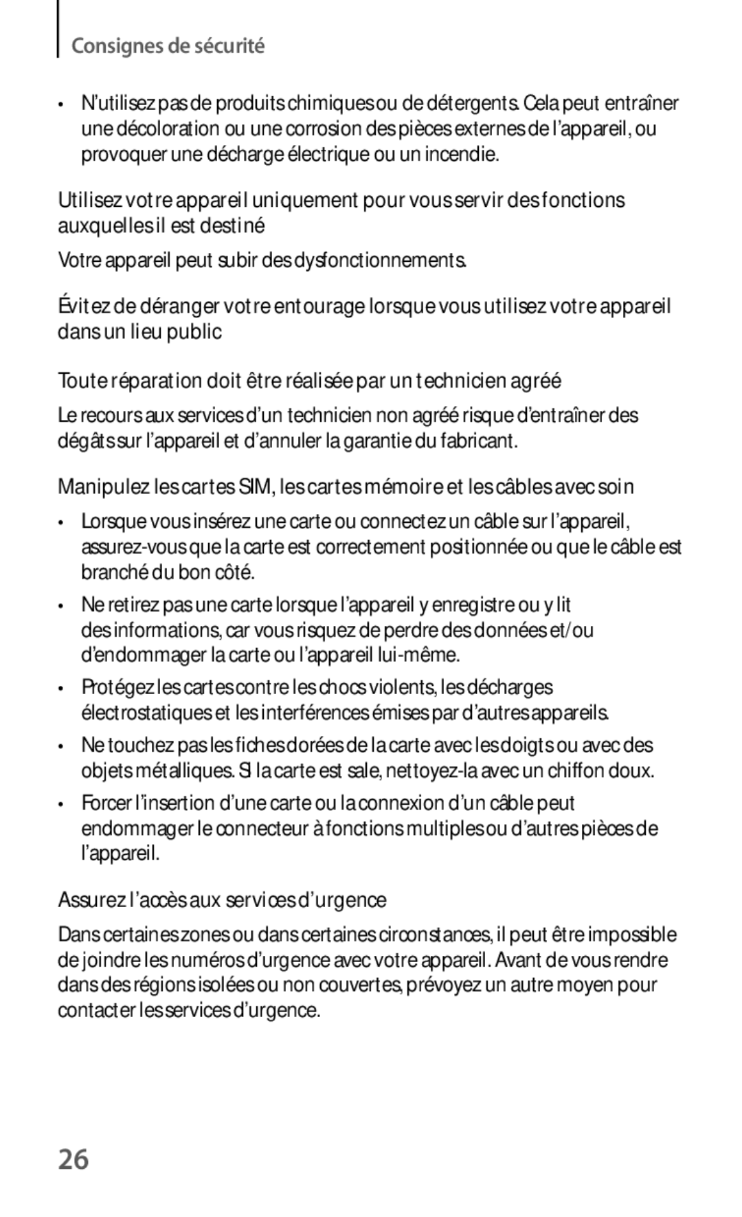 Samsung GT-S7275UWNBOG, GT-S7275HKNXEF, GT-S7275HKNFTM, GT-S7275UWAXEF, GT-S7275HKAXEF Assurez l’accès aux services d’urgence 