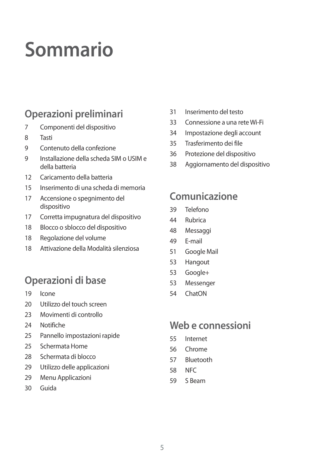 Samsung GT-S7275UWNTIM, GT-S7275UWNPLS, GT-S7275HKNTIM manual Sommario, Operazioni preliminari 