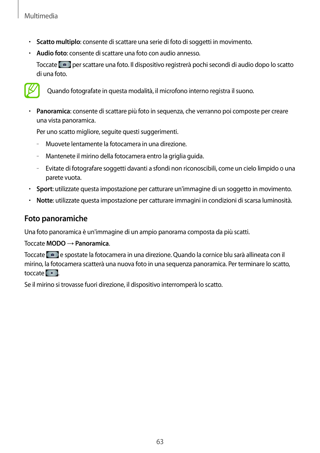 Samsung GT-S7275UWNPLS, GT-S7275HKNTIM, GT-S7275UWNTIM manual Foto panoramiche 