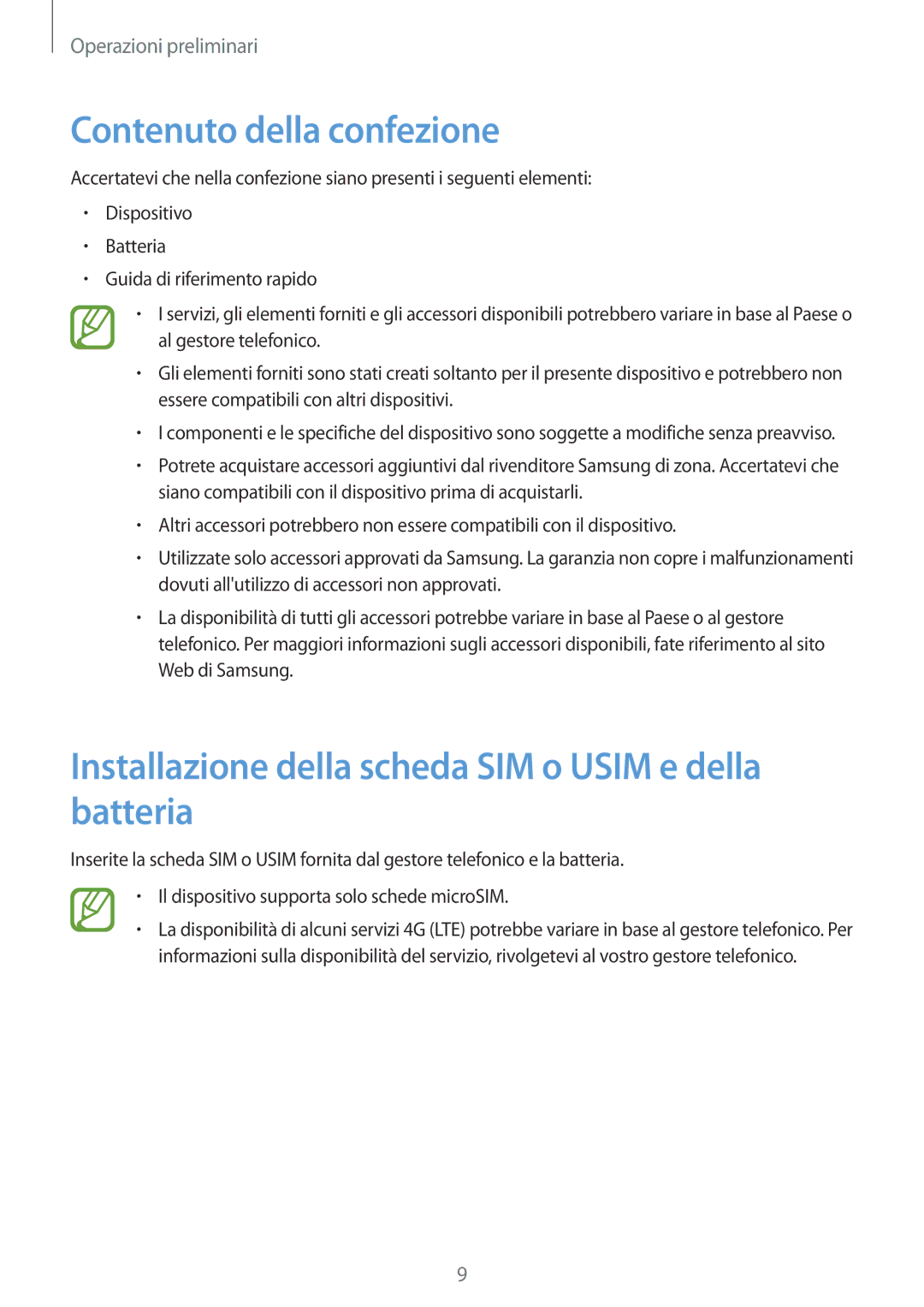 Samsung GT-S7275UWNPLS, GT-S7275HKNTIM Contenuto della confezione, Installazione della scheda SIM o Usim e della batteria 