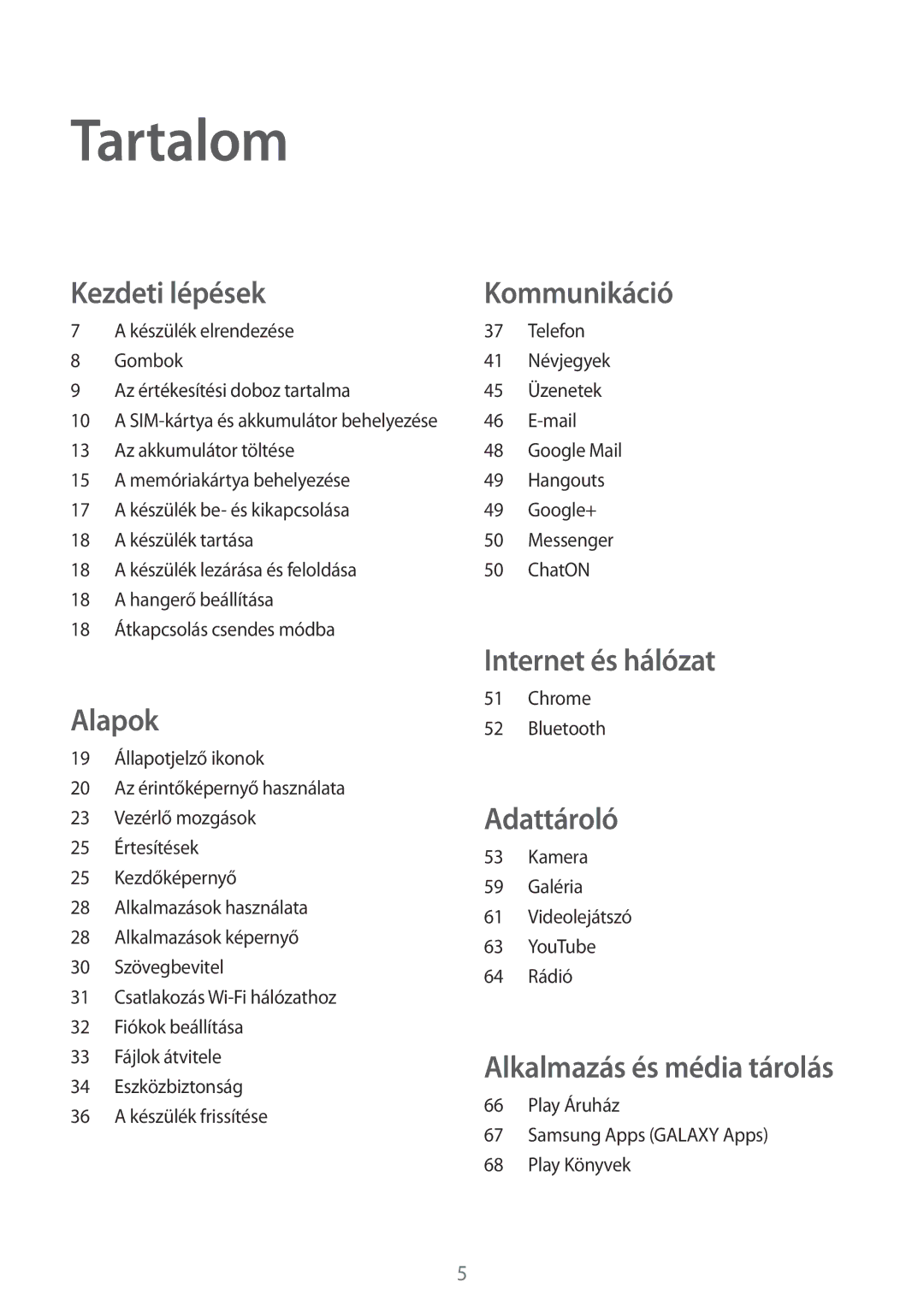 Samsung GT-S7390MKAATO, GT-S7390MKAXEO, GT-S7390MKAROM, GT2S7390MKATMH, GT-S7390RWAHBM manual Tartalom, Kezdeti lépések 