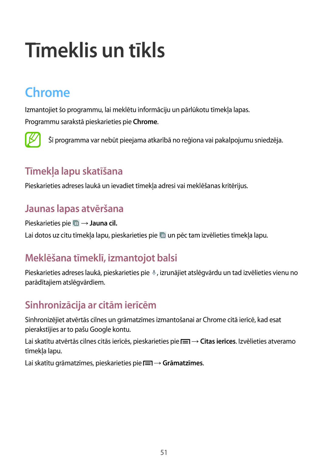 Samsung GT-S7390MKASEB, GT-S7390RWASEB manual Tīmeklis un tīkls, Chrome 