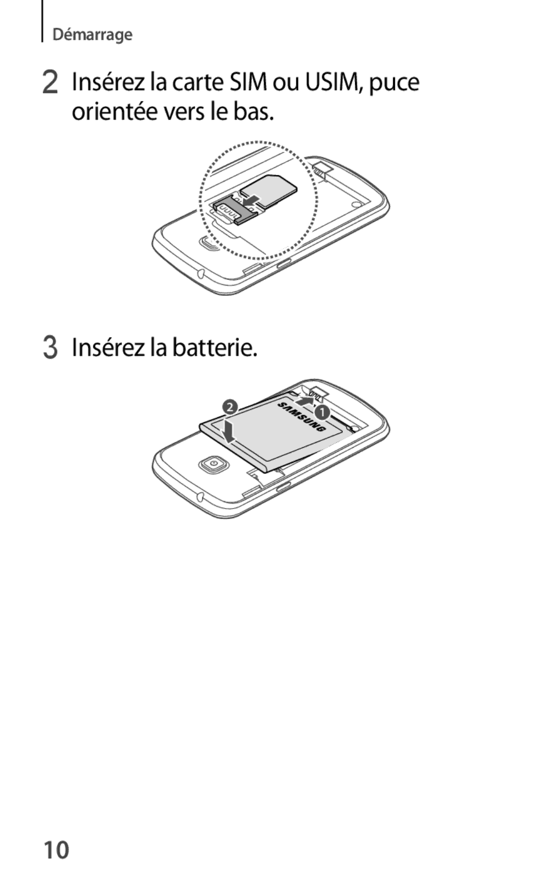 Samsung GT-S7390MRZXEF, GT-S7390RWAXEF, GT-S7390WRAXEF, GT-S7390MKAXEF manual Démarrage 