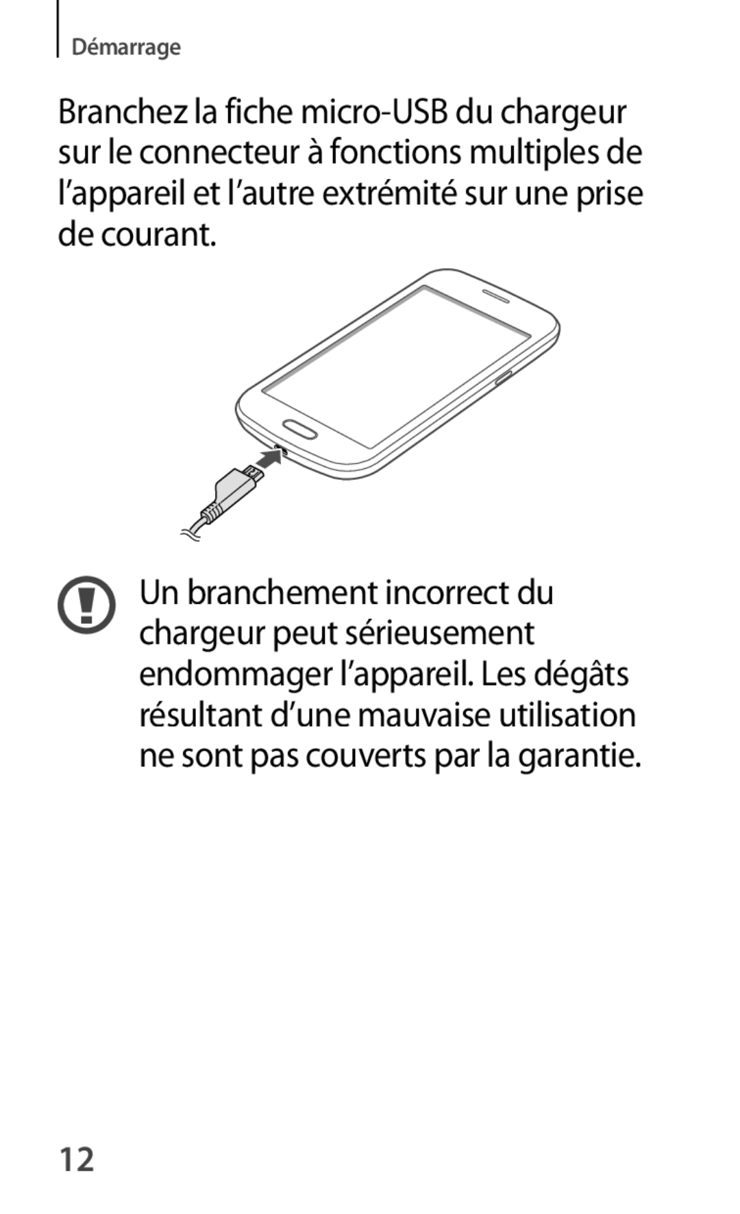 Samsung GT-S7390RWAXEF, GT-S7390WRAXEF, GT-S7390MRZXEF, GT-S7390MKAXEF manual Démarrage 