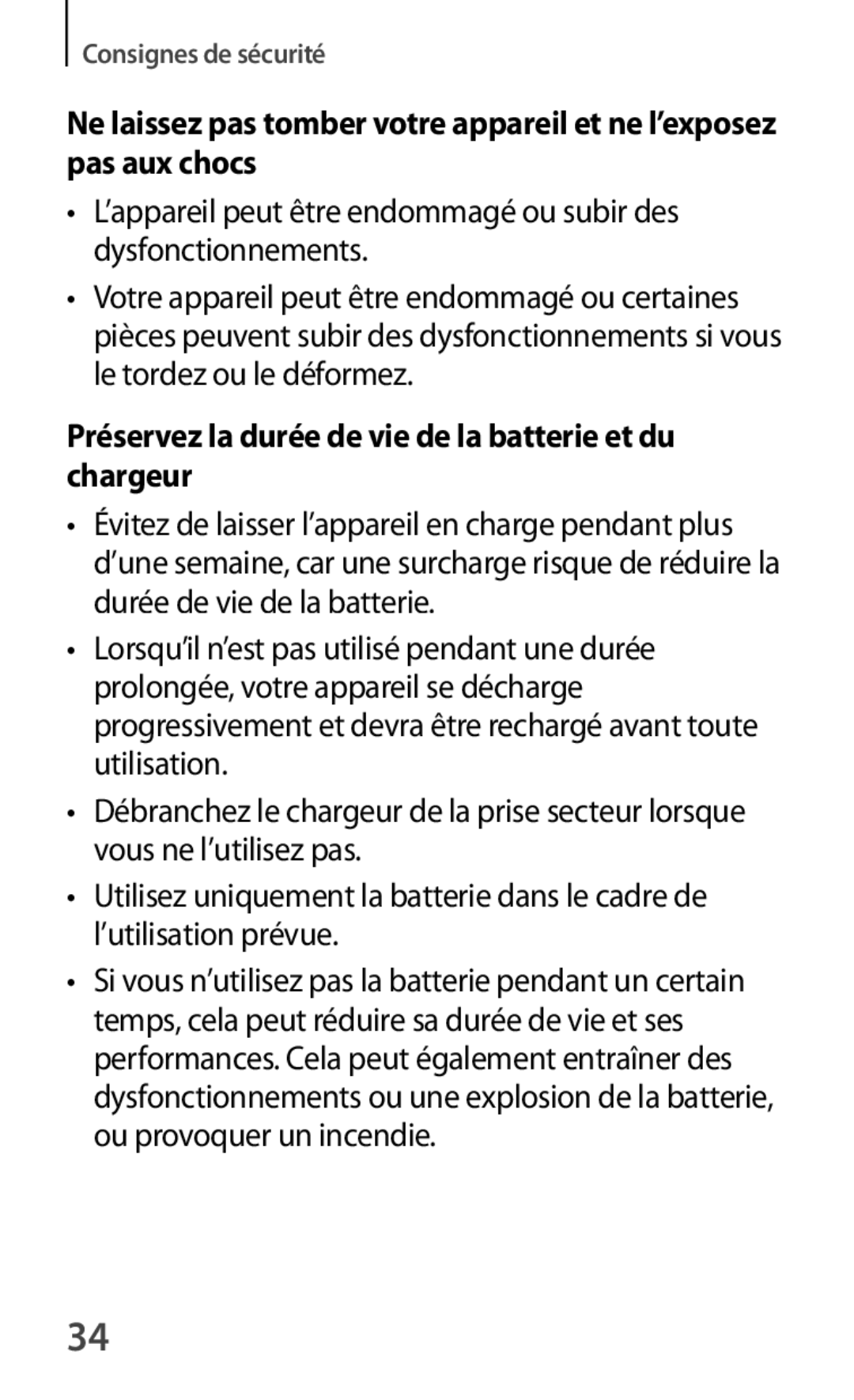 Samsung GT-S7390MRZXEF, GT-S7390RWAXEF, GT-S7390WRAXEF manual Préservez la durée de vie de la batterie et du chargeur 