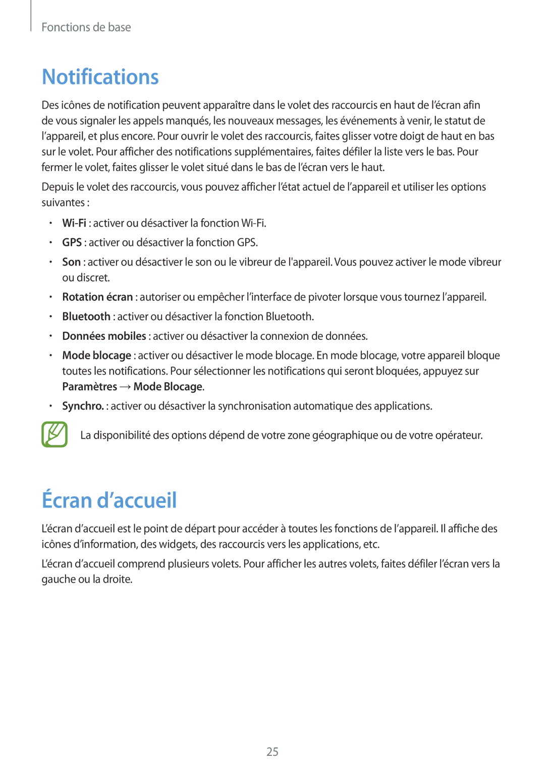 Samsung GT-S7390WRAXEF, GT-S7390RWAXEF, GT-S7390MRZXEF, GT-S7390MKAXEF manual Notifications, Écran d’accueil 