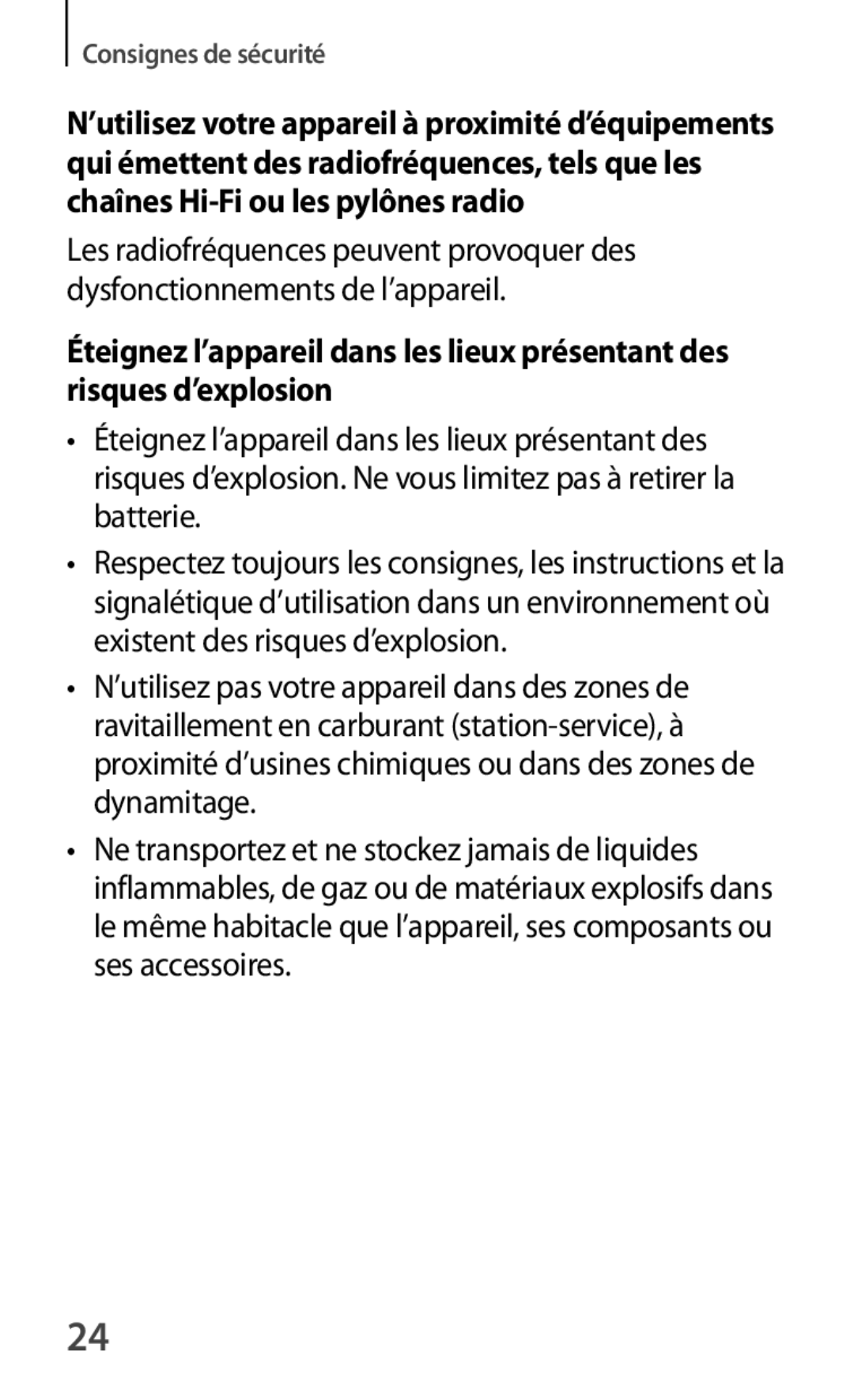 Samsung GT-S7390RWFFTM, GT-S7390RWFBOG, GT-S7390WRFXEF, GT-S7390RWFSFR, GT-S7390MKFSFR, GT-S7390MKFBOG Consignes de sécurité 