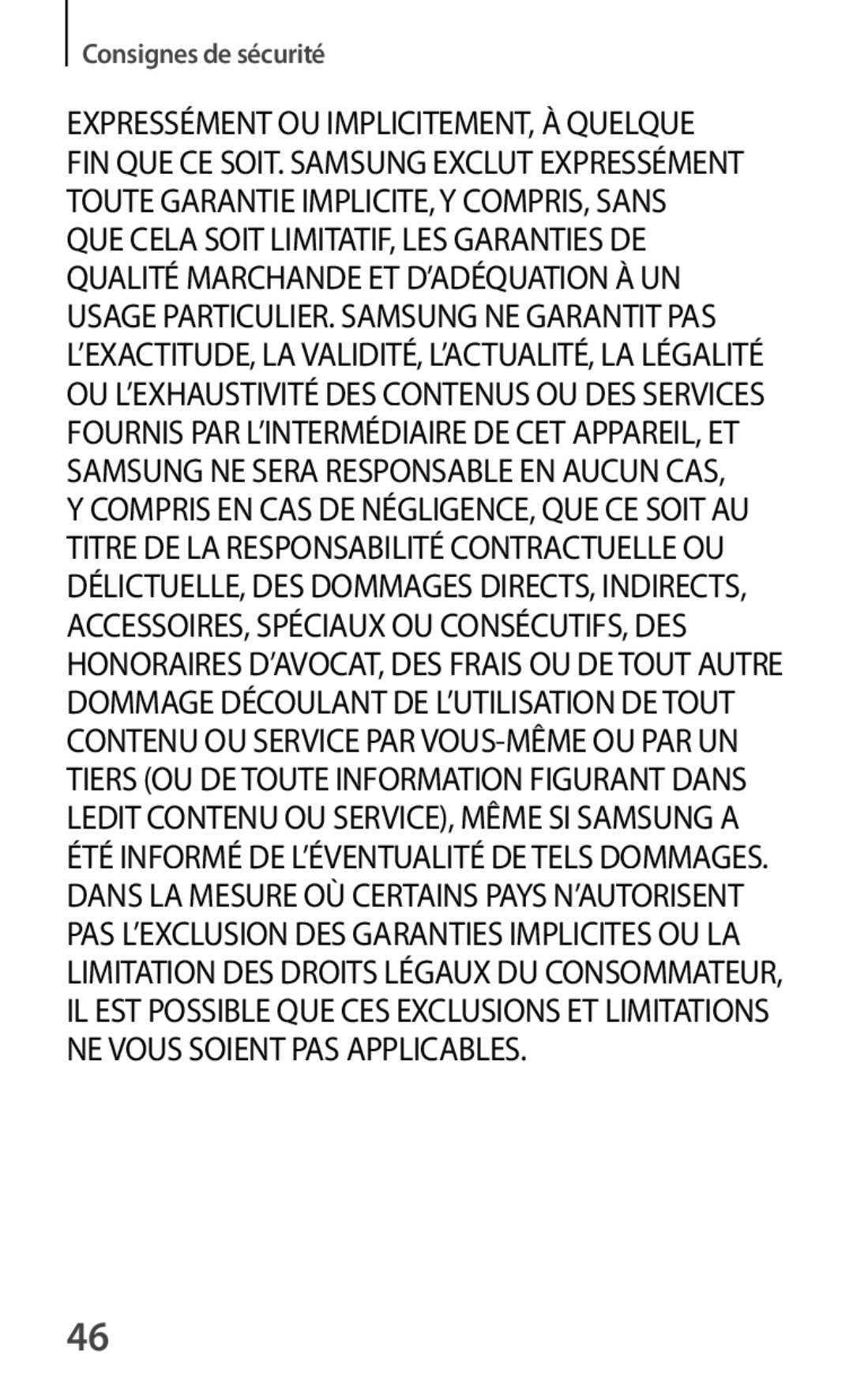 Samsung GT-S7390MKFXEF, GT-S7390RWFFTM, GT-S7390RWFBOG, GT-S7390WRFXEF, GT-S7390RWFSFR, GT-S7390MKFSFR Consignes de sécurité 