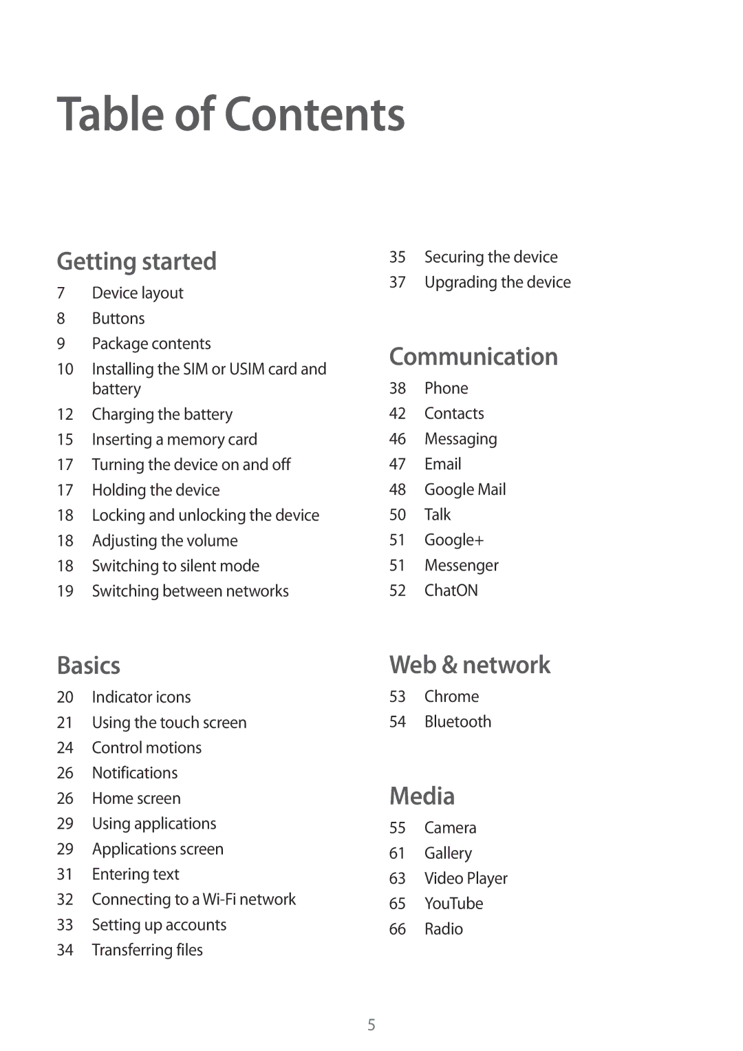 Samsung GT2S7392RWABGL, GT-S7392RWAXXV, GT-S7392WRAXXV, GT-S7392MKAXXV, GT2S7392MKABGL, GT-S7392RWABGL manual Table of Contents 