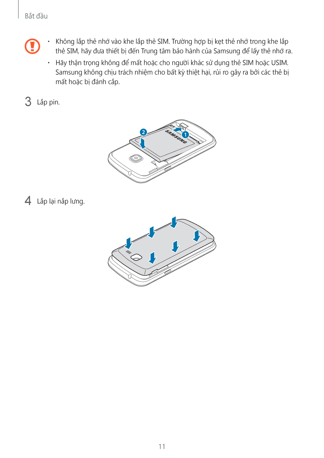 Samsung GT-S7392MKAXXV, GT-S7392RWAXXV, GT-S7392WRAXXV manual Bắt đầu 