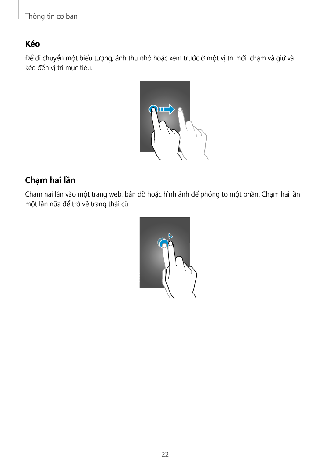 Samsung GT-S7392WRAXXV, GT-S7392RWAXXV, GT-S7392MKAXXV manual Kéo, Chạm hai lần 