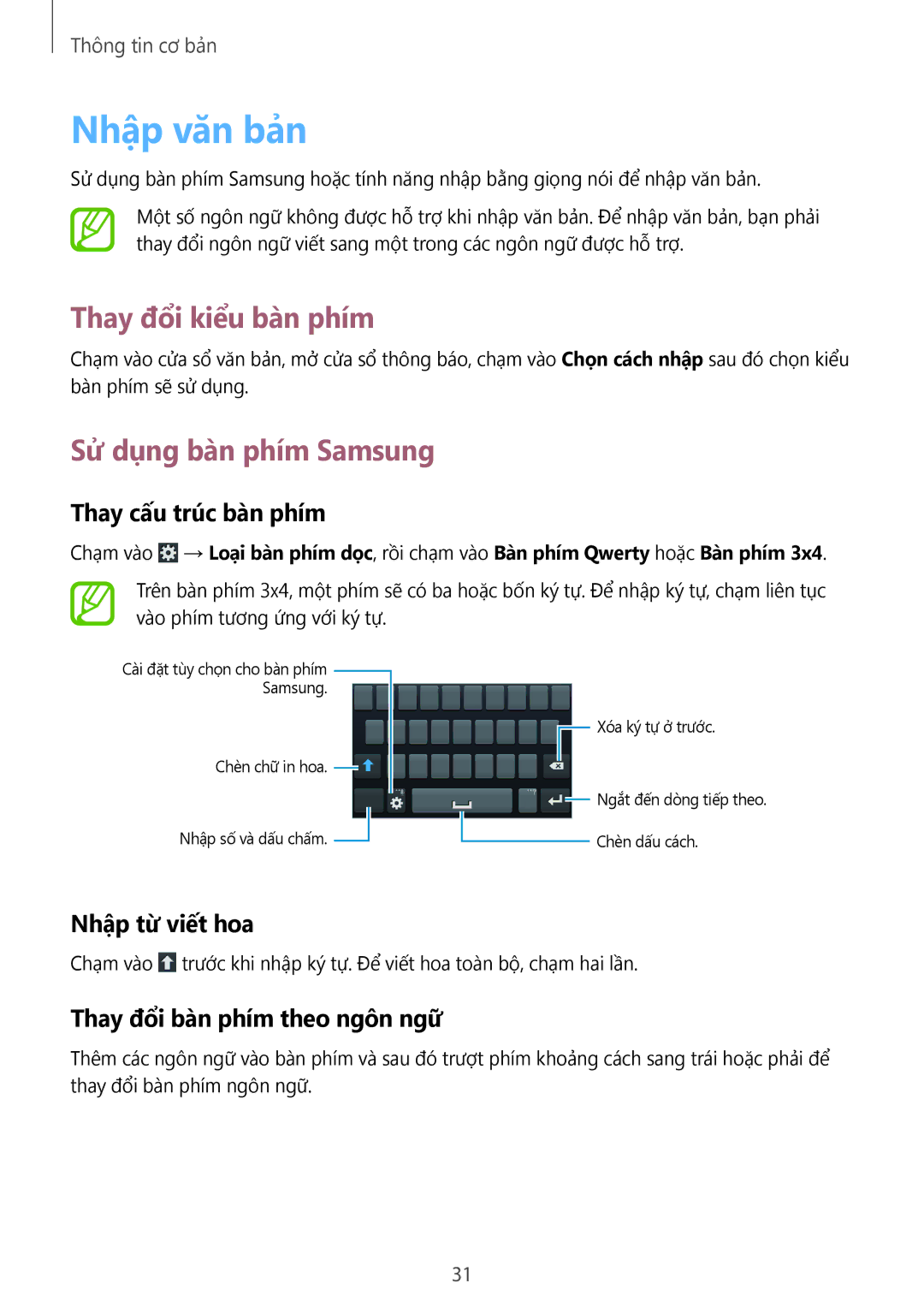 Samsung GT-S7392WRAXXV, GT-S7392RWAXXV, GT-S7392MKAXXV manual Nhập văn bản, Thay đổi kiểu bàn phím, Sử dụng bàn phím Samsung 