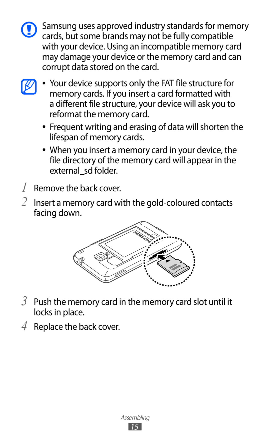 Samsung GT-S7500 user manual Assembling 