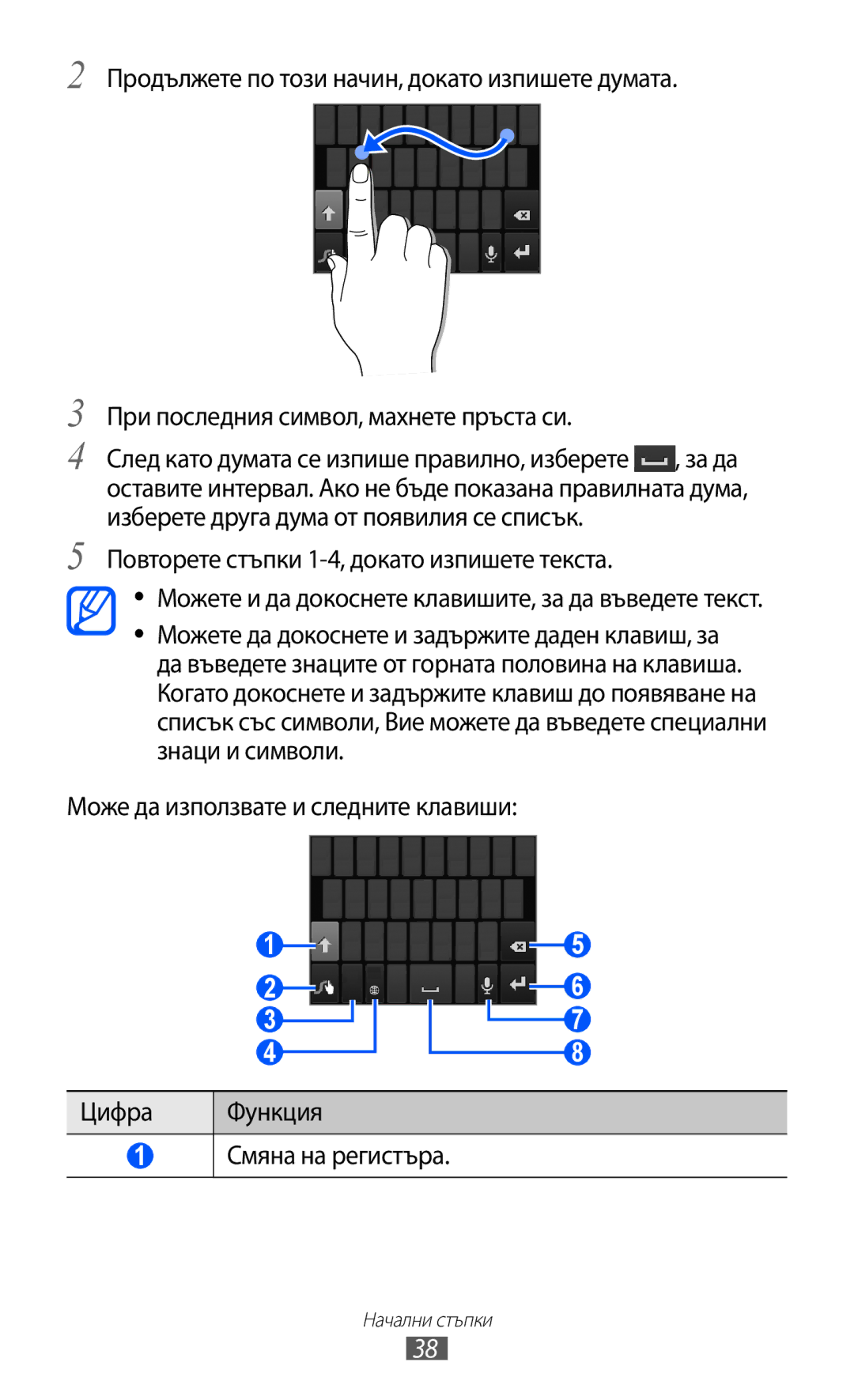 Samsung GT2S7500ABAMTL, GT-S7500ABAMTL, GT-S7500CWAMTL, GT2S7500CWAMTL manual Повторете стъпки 1-4, докато изпишете текста 