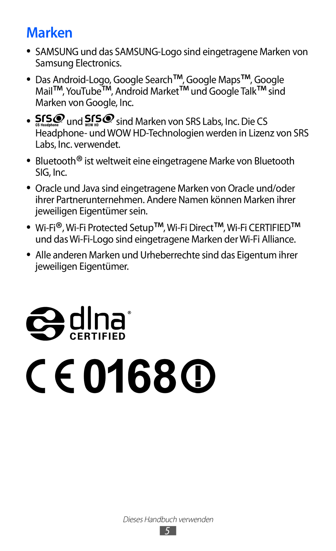 Samsung GT-S7500HKADBT, GT-S7500CWATUR, GT-S7500ABADBT, GT-S7500CWADBT, GT-S7500CWATCL, GT-S7500ABAATO, GT-S7500CWAHUI Marken 