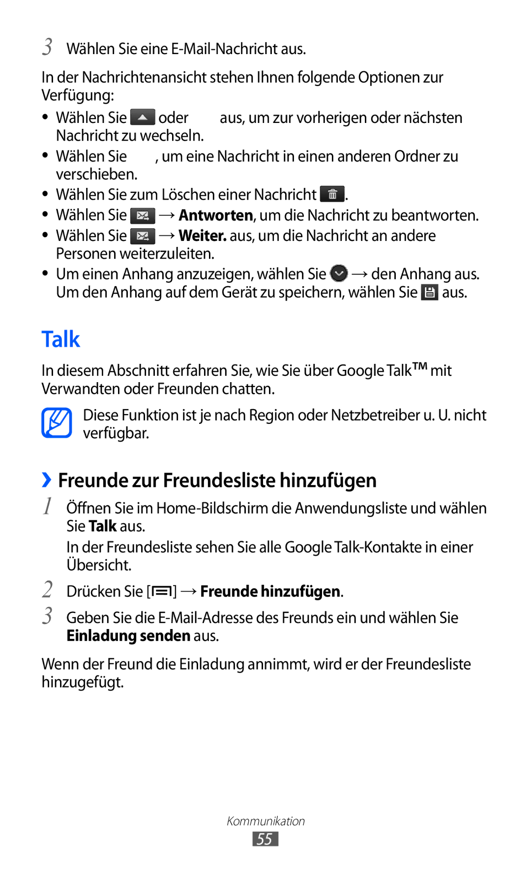 Samsung GT-S7500ABAHUI, GT-S7500CWATUR, GT-S7500ABADBT, GT-S7500CWADBT manual Talk, ››Freunde zur Freundesliste hinzufügen 