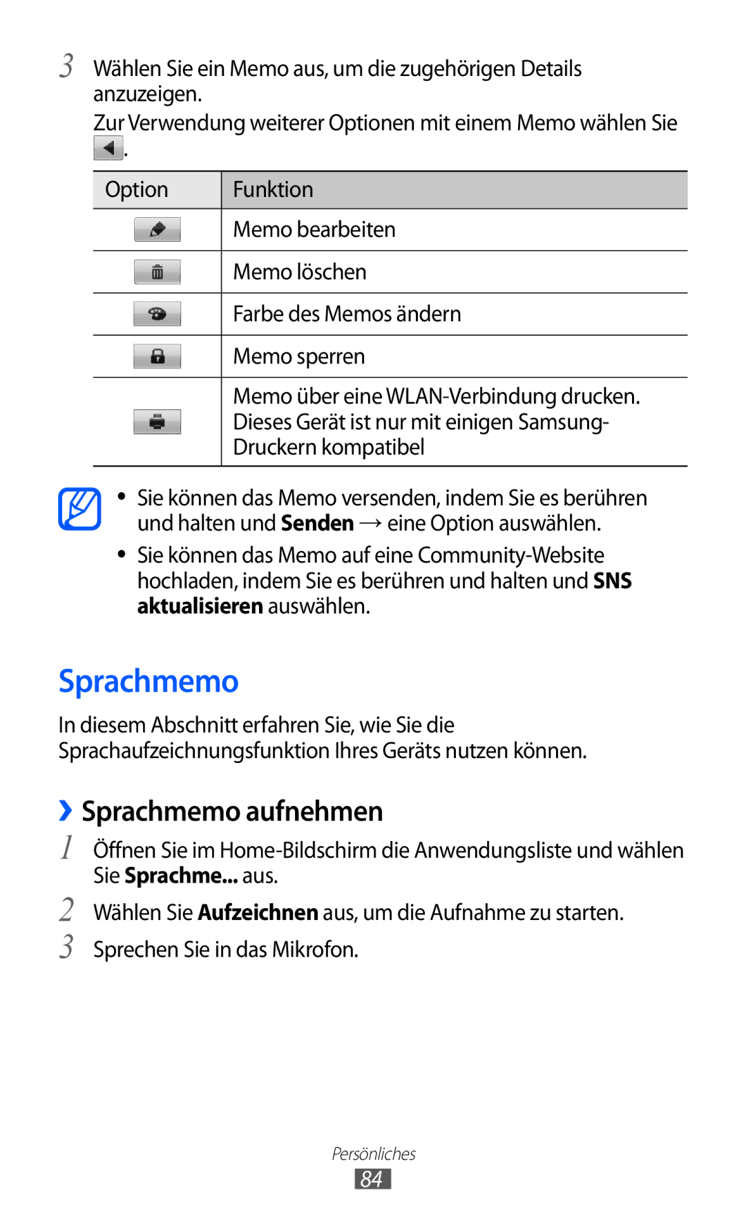 Samsung GT-S7500ABADTM, GT-S7500CWATUR, GT-S7500ABADBT, GT-S7500CWADBT, GT-S7500CWATCL manual ››Sprachmemo aufnehmen 