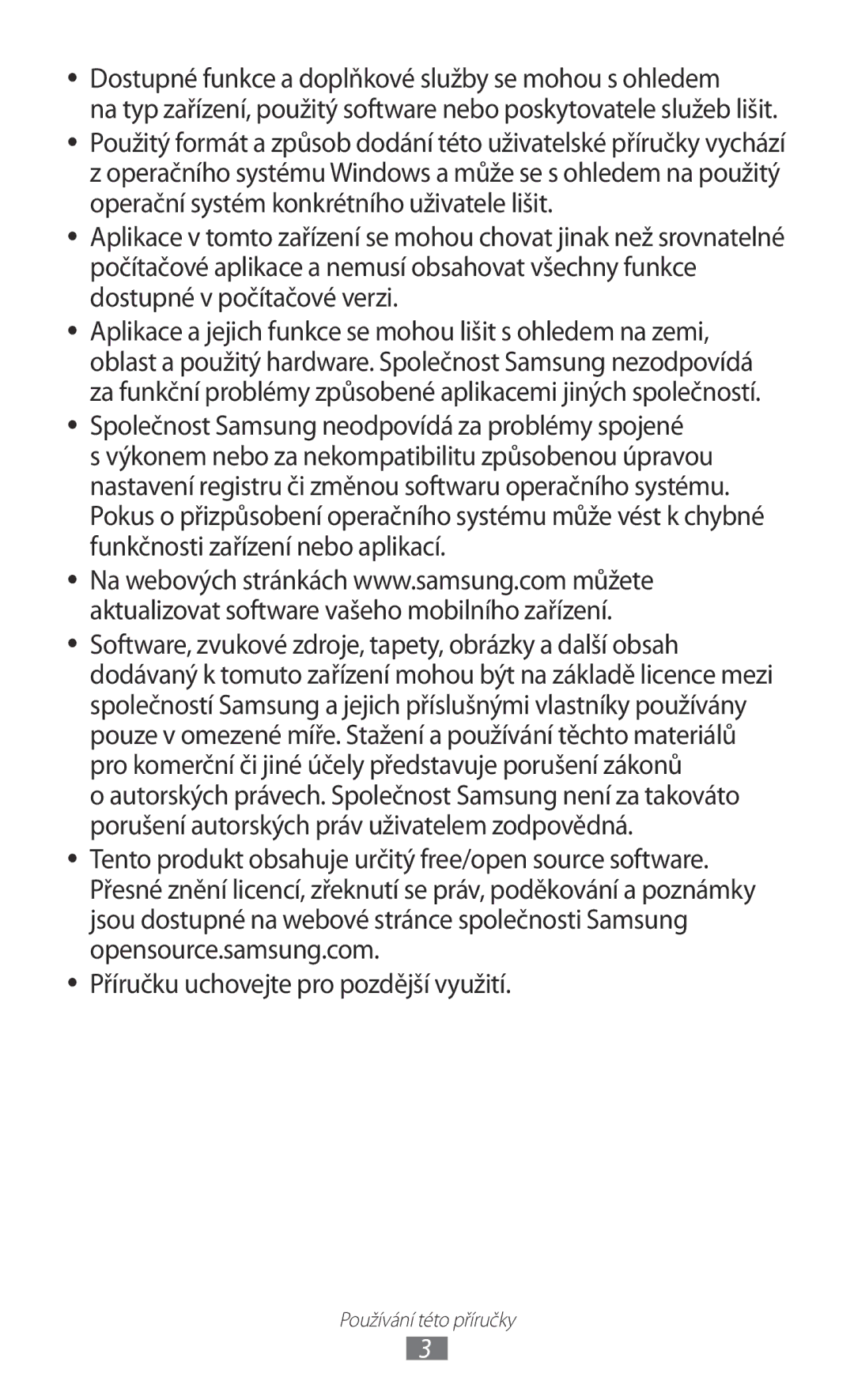 Samsung GT-S7530EAAXEZ, GT-S7530EAAO2C manual Příručku uchovejte pro pozdější využití 