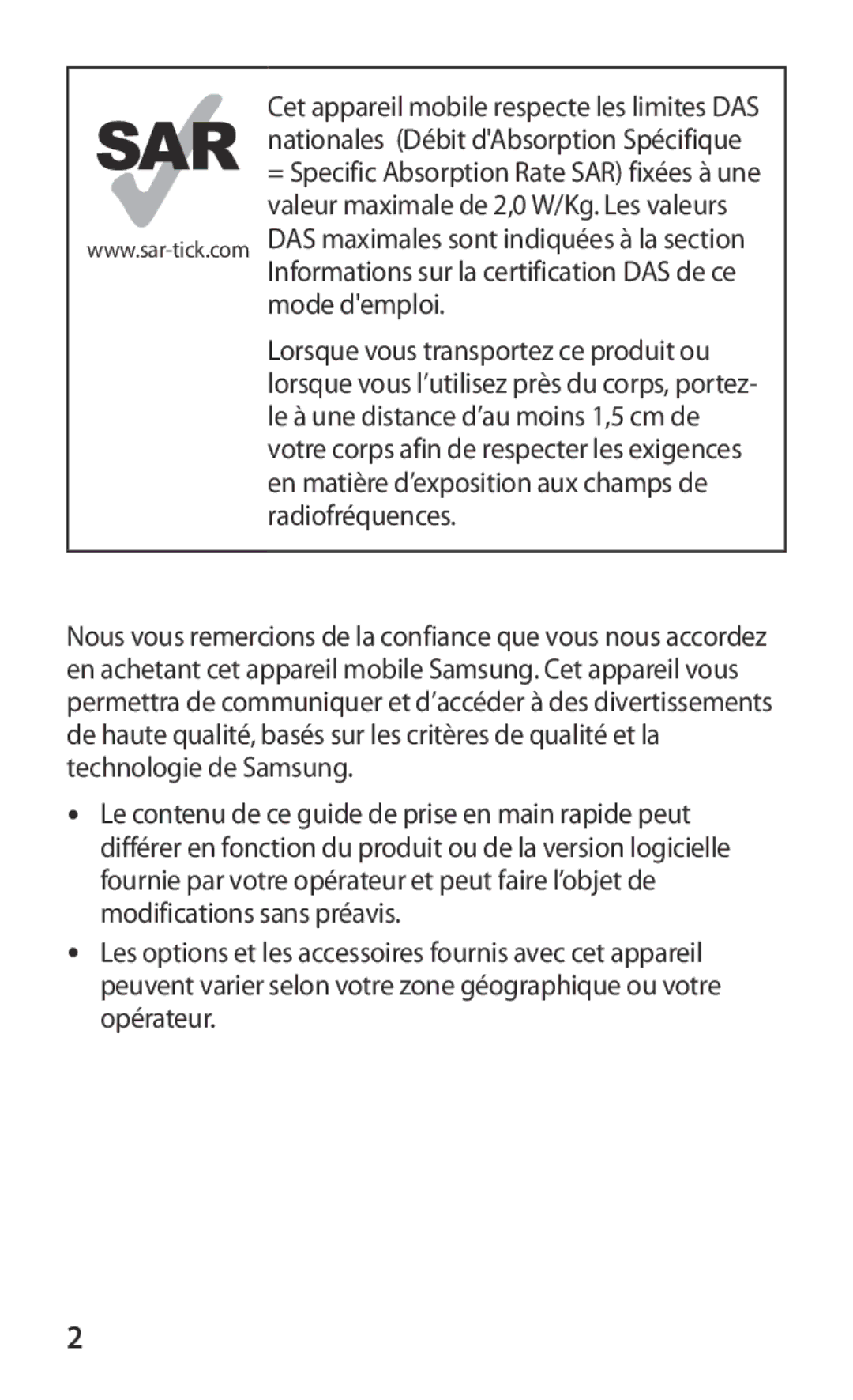 Samsung GT-S7530EAAXEF manual Nationales Débit dAbsorption Spécifique 