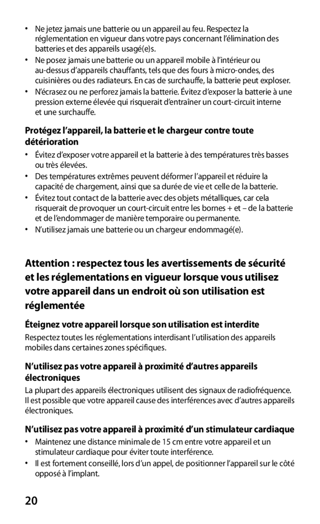 Samsung GT-S7530EAAXEF manual ’utilisez jamais une batterie ou un chargeur endommagée 