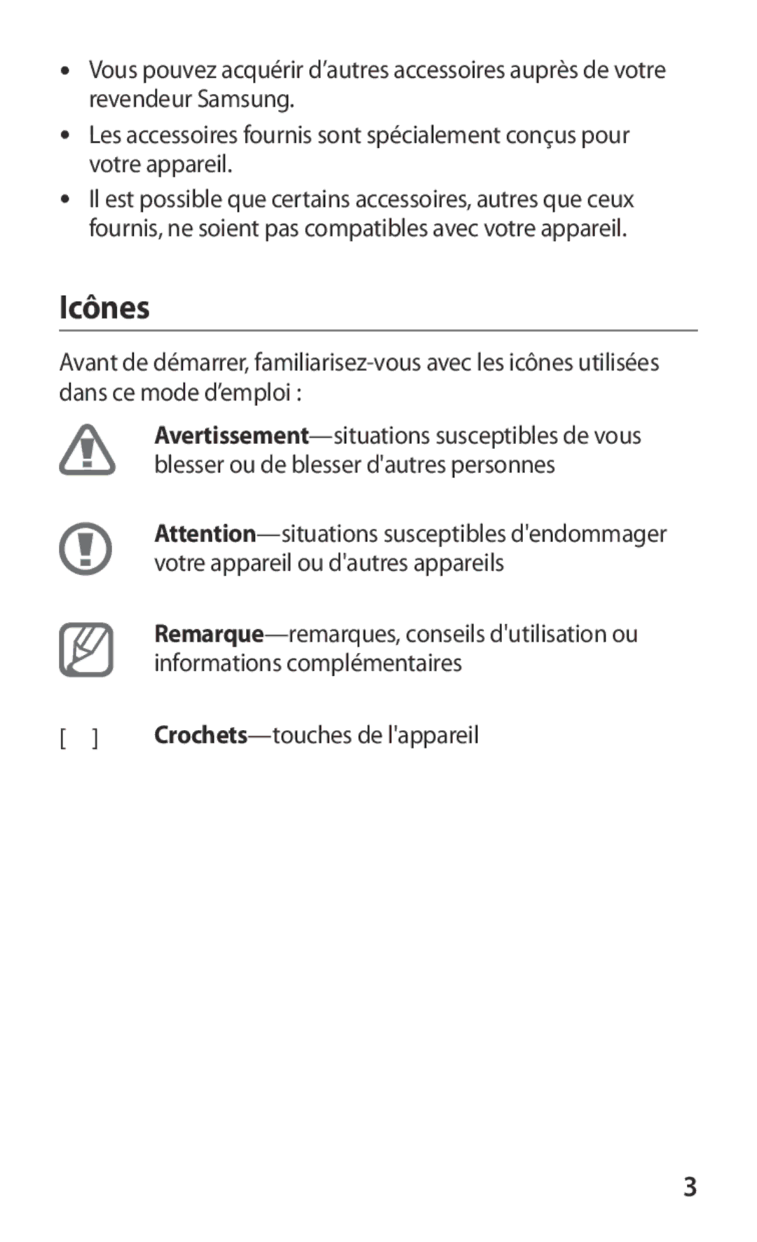 Samsung GT-S7530EAAXEF manual Icônes 