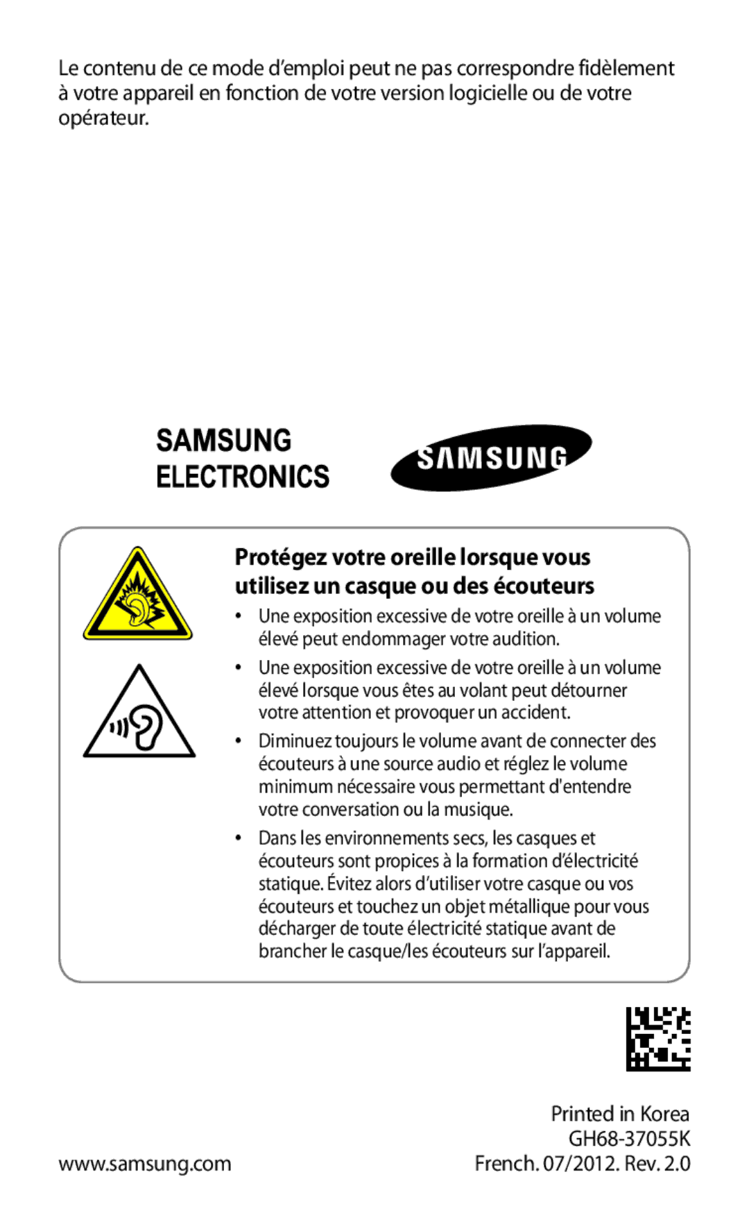 Samsung GT-S7530EAAXEF manual GH68-37055K 