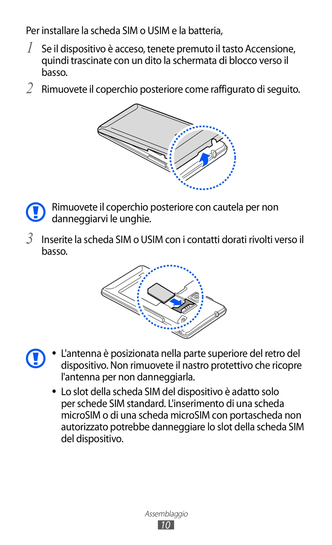 Samsung GT-S7530EAETIM, GT-S7530EAEITV manual Assemblaggio 