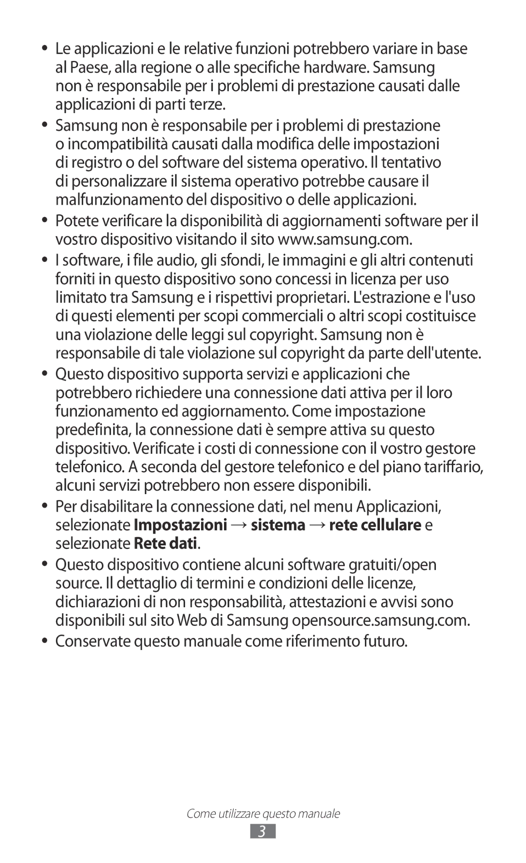 Samsung GT-S7530EAEITV, GT-S7530EAETIM Conservate questo manuale come riferimento futuro 