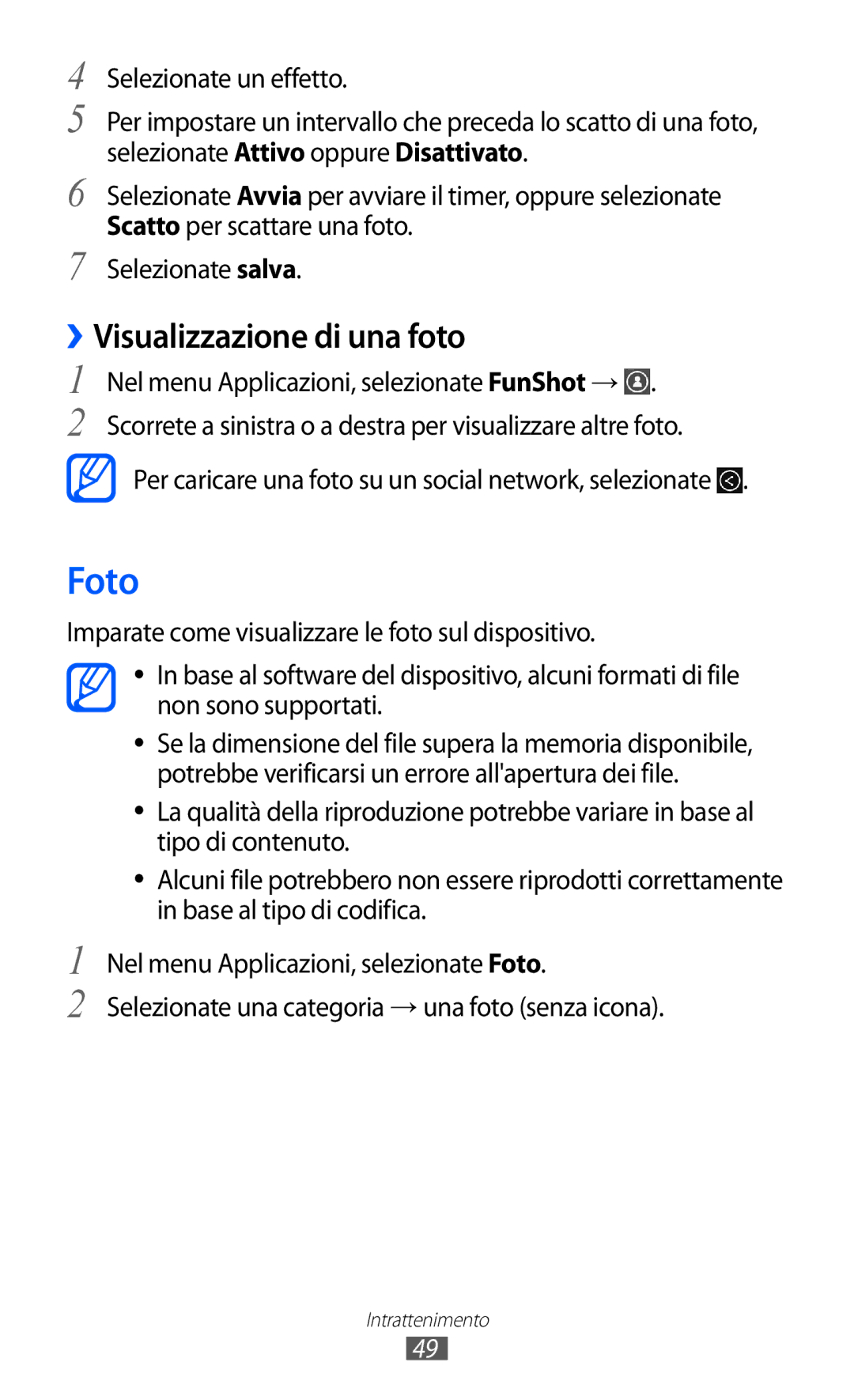 Samsung GT-S7530EAEITV, GT-S7530EAETIM manual Foto, ››Visualizzazione di una foto 