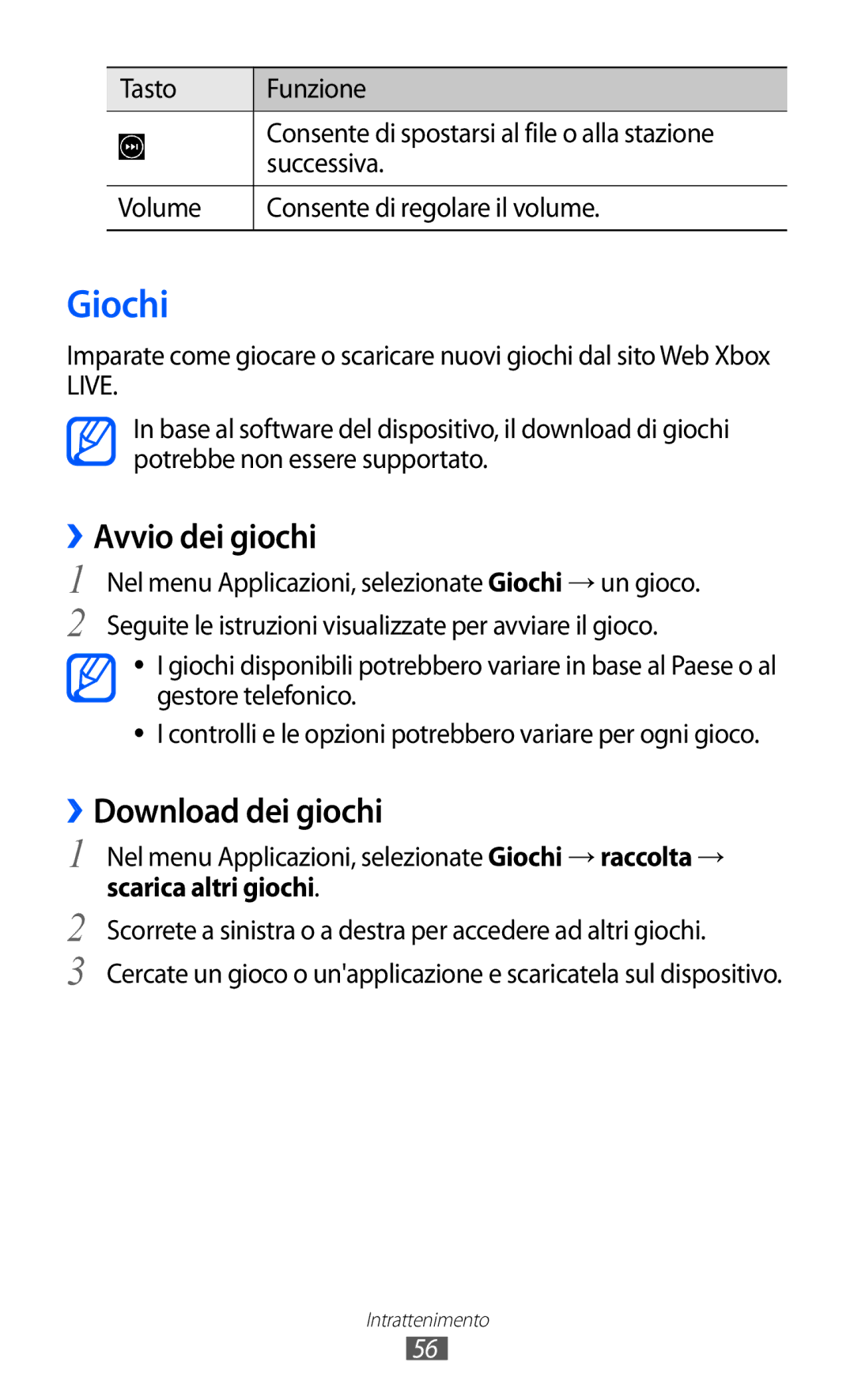 Samsung GT-S7530EAETIM, GT-S7530EAEITV manual Giochi, ››Avvio dei giochi, ››Download dei giochi 