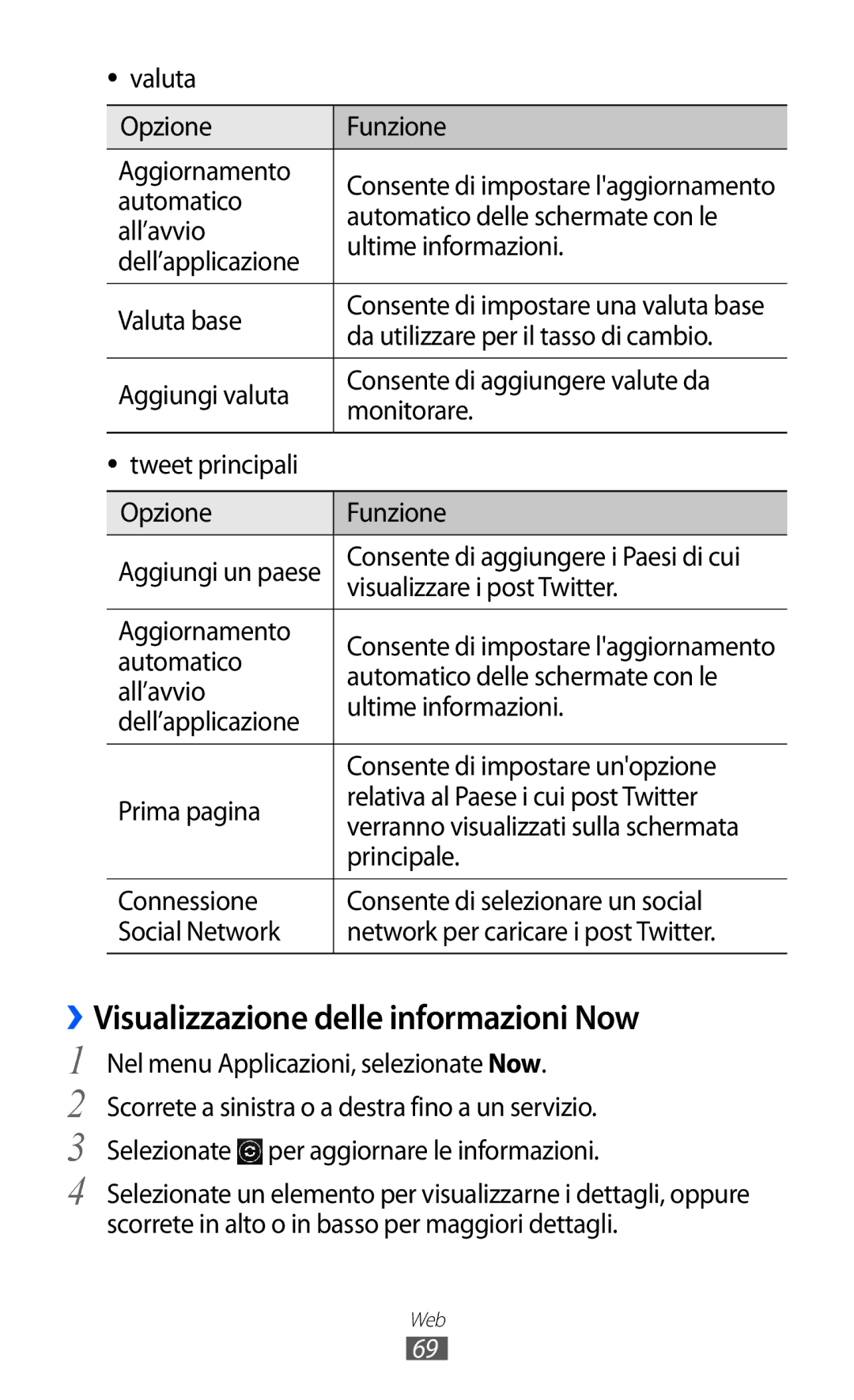 Samsung GT-S7530EAEITV, GT-S7530EAETIM manual ››Visualizzazione delle informazioni Now 