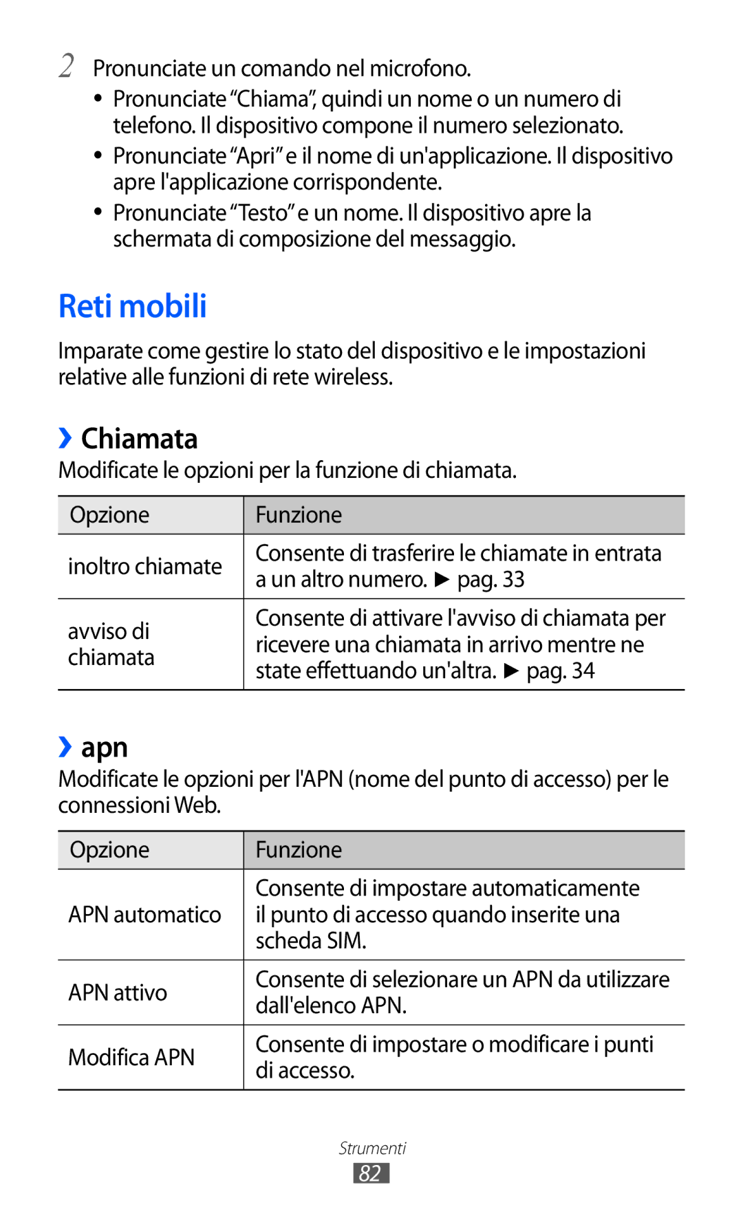 Samsung GT-S7530EAETIM, GT-S7530EAEITV manual Reti mobili, ››Chiamata, ››apn 