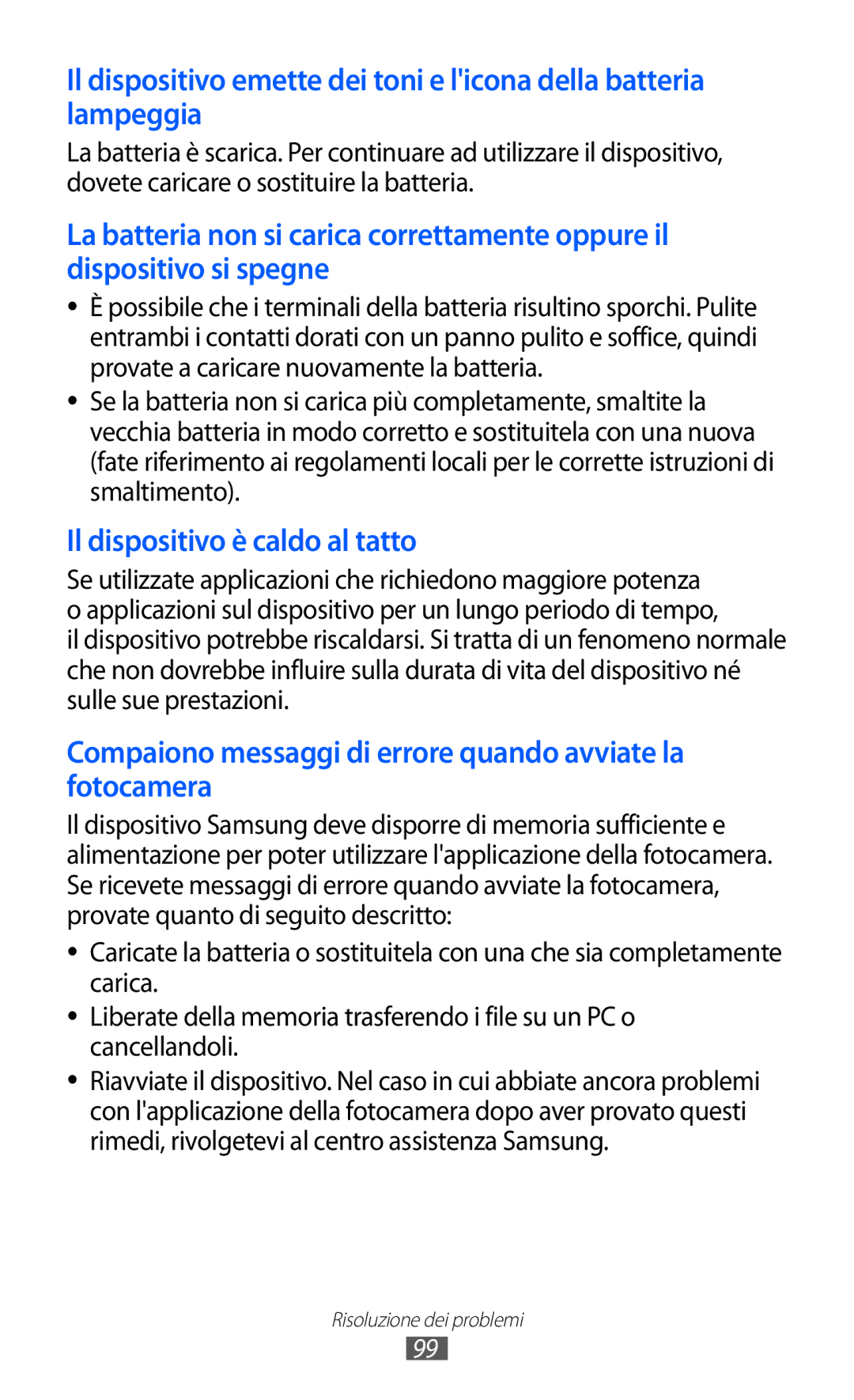 Samsung GT-S7530EAEITV, GT-S7530EAETIM manual Il dispositivo è caldo al tatto 