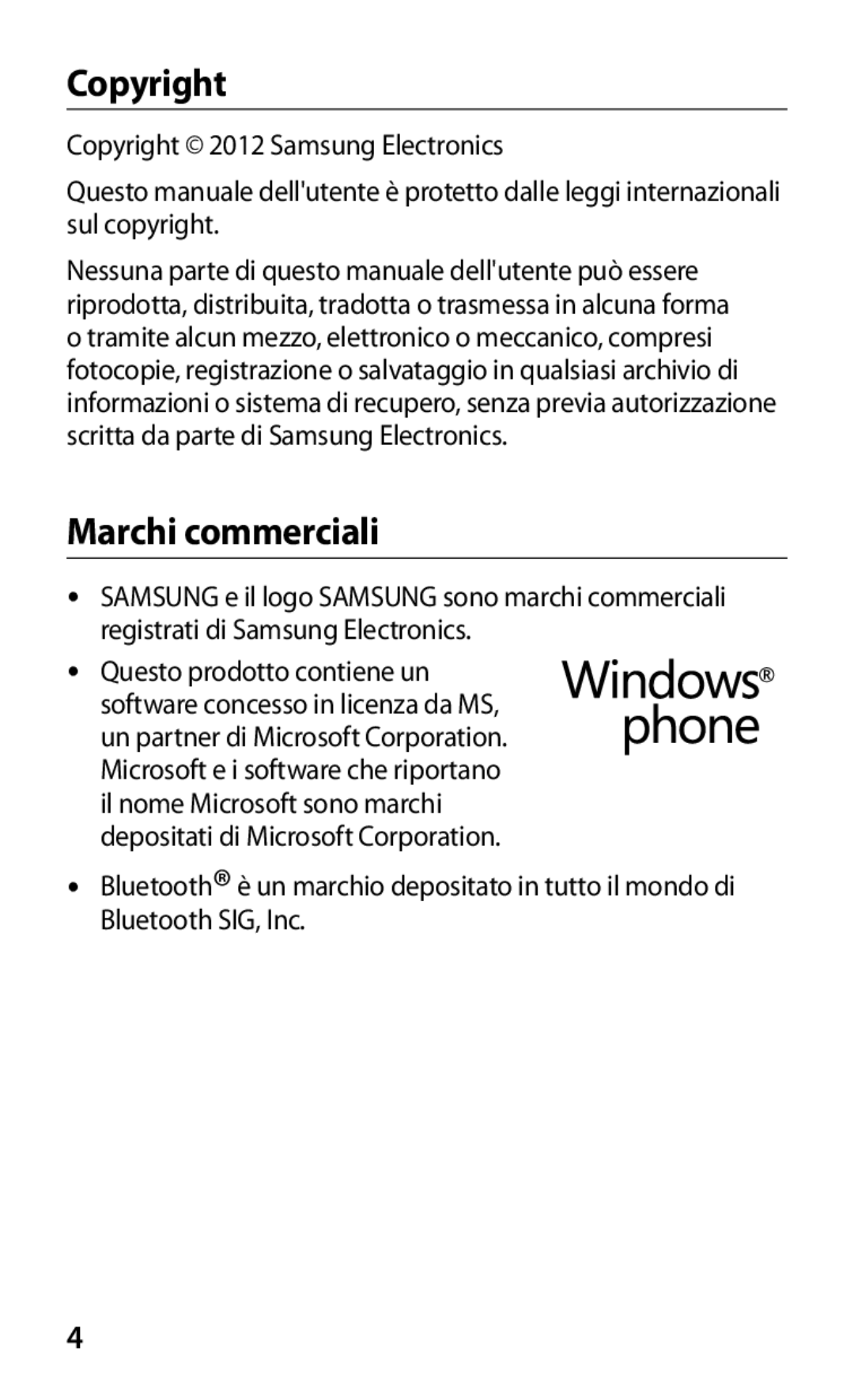 Samsung GT-S7530EAETIM, GT-S7530EAEITV manual Copyright, Marchi commerciali 