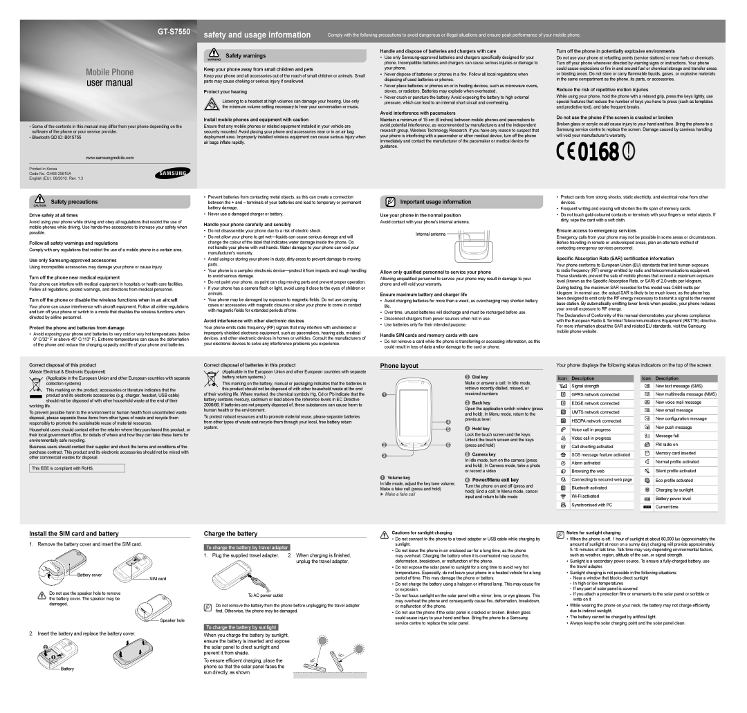 Samsung GT-S7550EBAXEE manual Utvidet bruksanvisning 