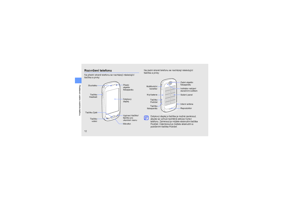 Samsung GT-S7550EBAVDC, GT-S7550EBAXEZ manual Rozvržení telefonu 