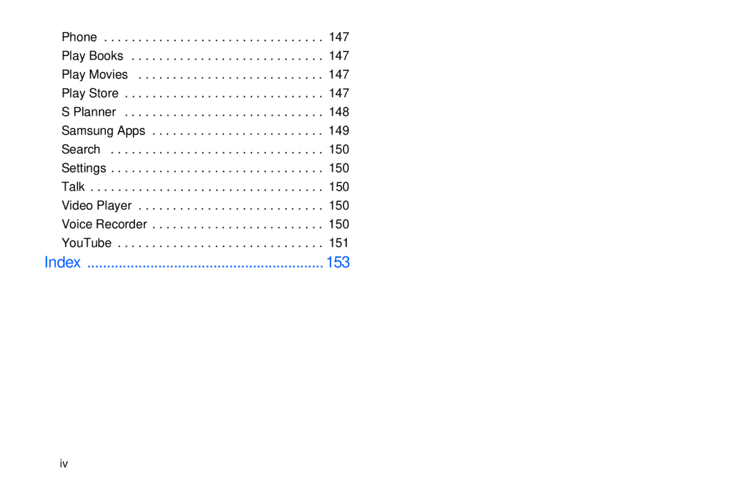 Samsung GT-S7560M user manual Index 153 