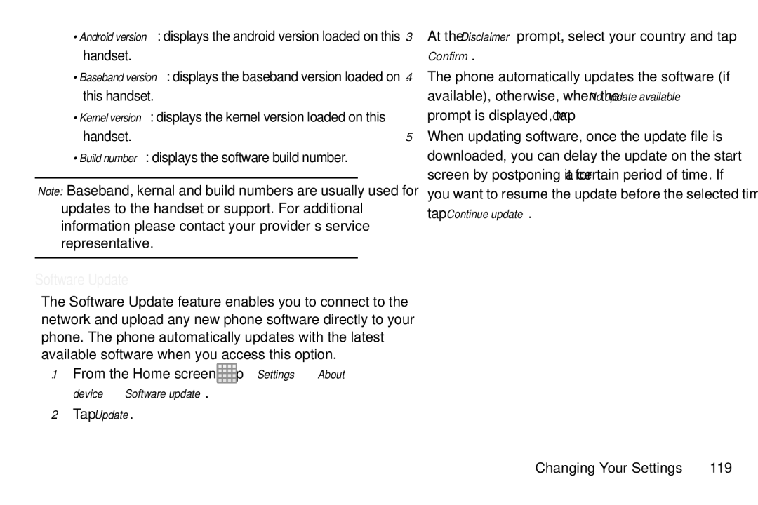 Samsung GT-S7560M user manual Software Update, Tap Update 