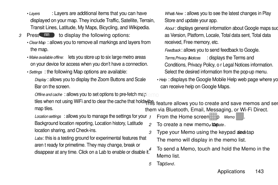 Samsung GT-S7560M user manual Memo 