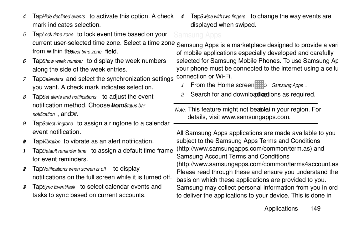 Samsung GT-S7560M user manual Samsung Apps 