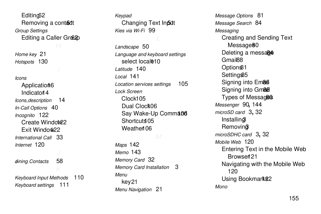 Samsung GT-S7560M user manual Group Settings, Home key Hotspots Icons, Icons, description In-Call Options Incognito, Mono 