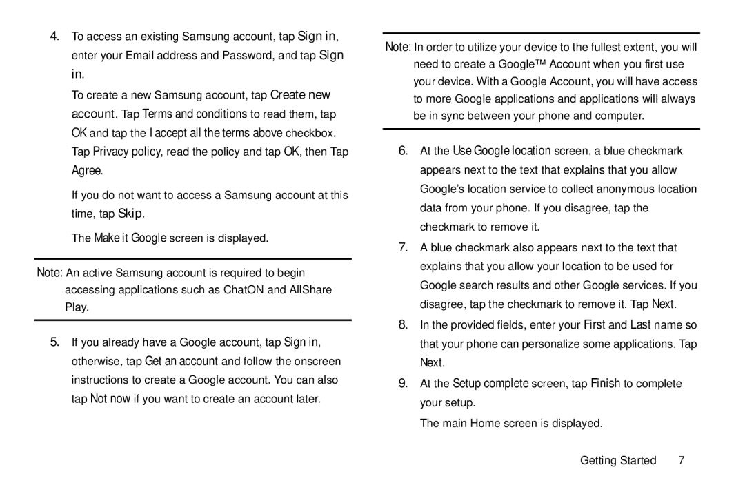 Samsung GT-S7560M user manual Tap Privacy policy, read the policy and tap OK, then Tap, Agree 