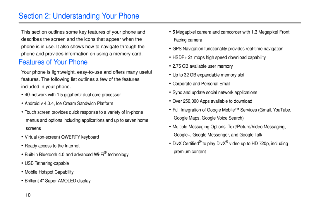 Samsung GT-S7560M user manual Understanding Your Phone, Features of Your Phone 