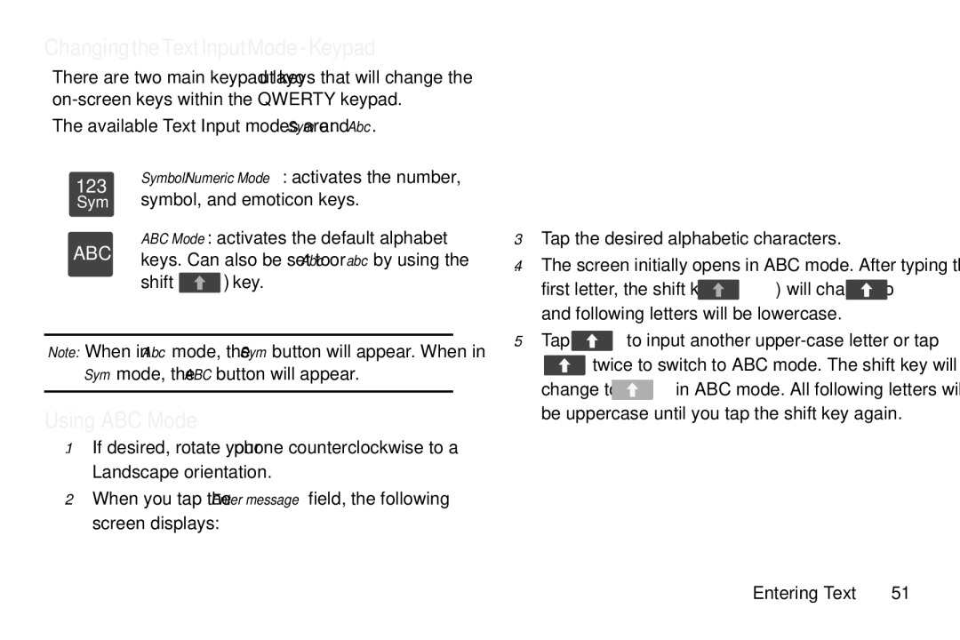 Samsung GT-S7560M user manual Using ABC Mode, Shift key 