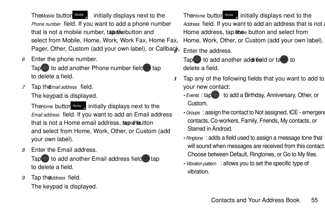 Samsung GT-S7560M user manual Tap the Email address field. The keypad is displayed 