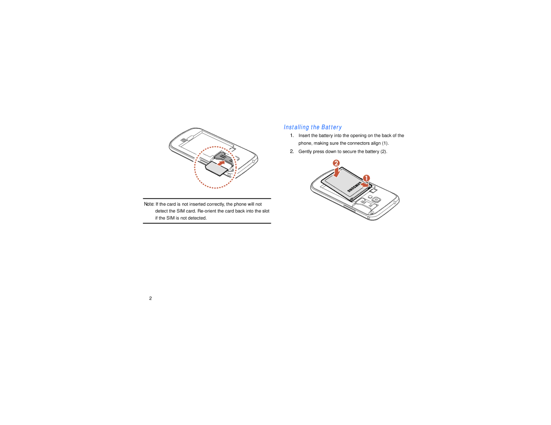 Samsung GT-S7560M user manual Installing the Battery 