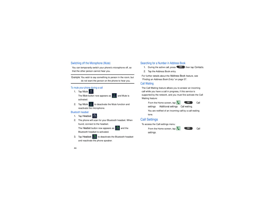 Samsung GT-S7560M user manual Call Settings, You are notified of an incoming call by a call waiting tone 